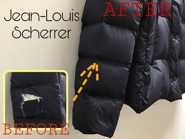 Jean Louis Scherrer(ジャンルイシェレル) ダウンジャケット　かぎさき　生地破れの修理