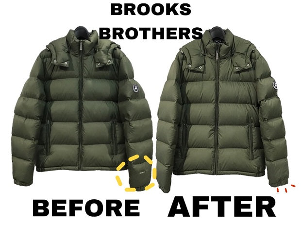 BROOKS BROTHERS（ブルクスブラザース）　ダウンジャケット　袖生地破れ　補修